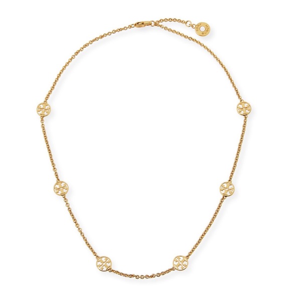 TORY BURCH • Gold Delicate Miller Logo Necklace - Picture 2 of 7